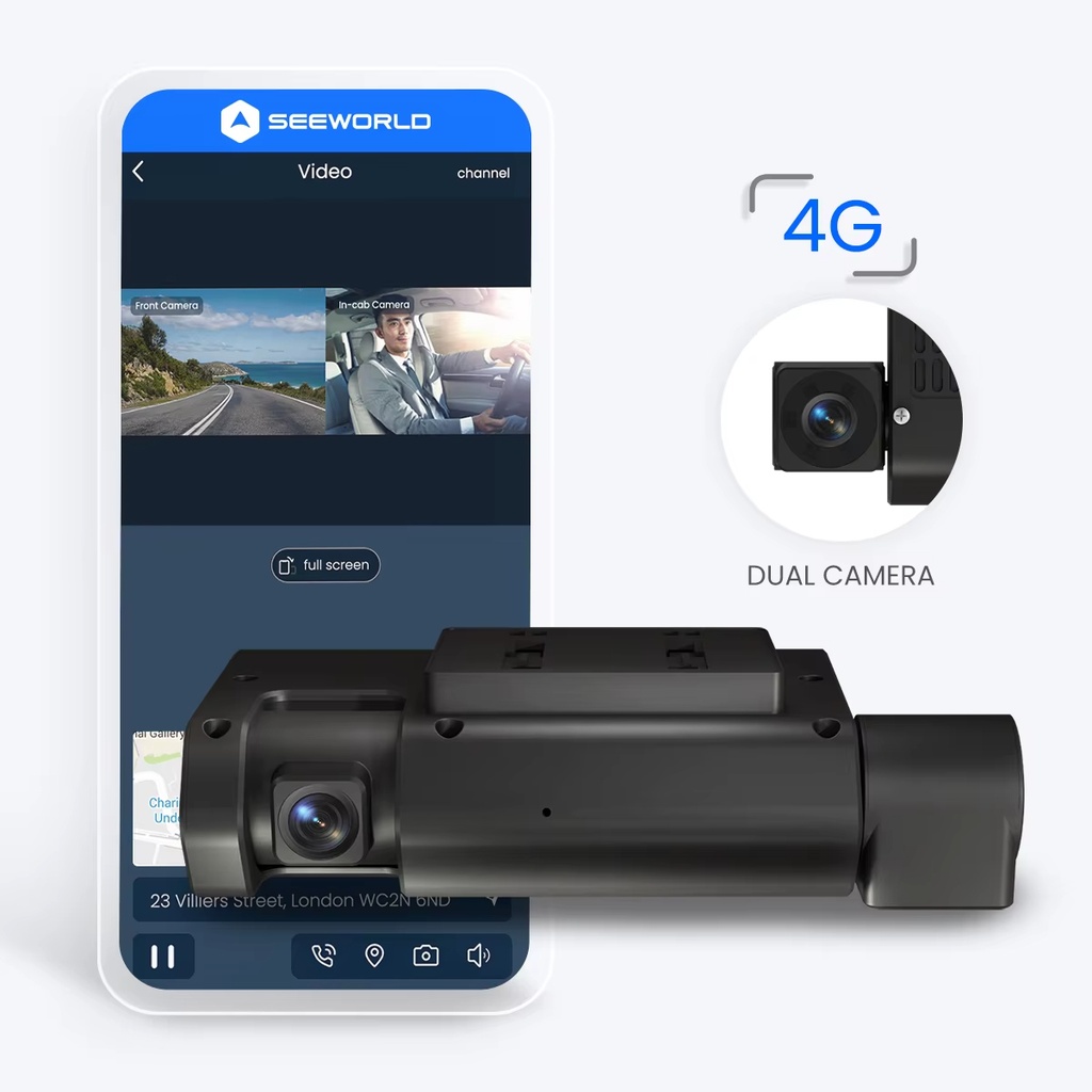 带sim卡的2025汽车仪表盘制造商4g全球定位系统仪表盘实时流SOS按钮2镜头