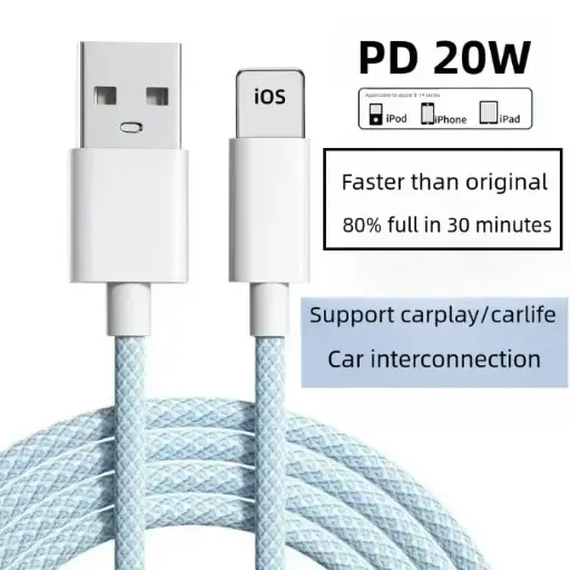 iPhone 14-16 Promax car charging cable PD20W fast charging data cable 1m